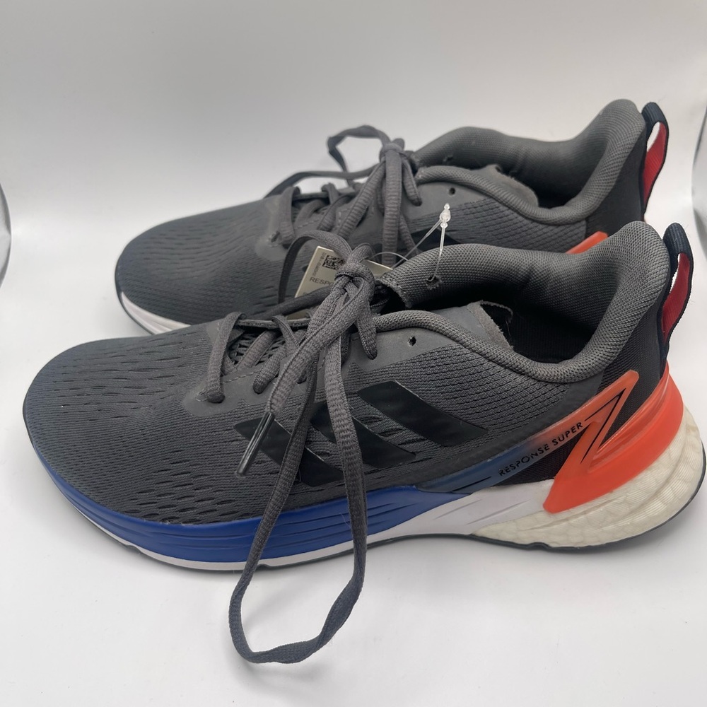 Adidas Men’s Size 4 Response Super Boost Gray Solar Red &Blue Athletic Shoes NWT